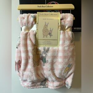 Winnie The Pooh Collection Pink & White Gingham Easter Spring Baby Blanket NWT